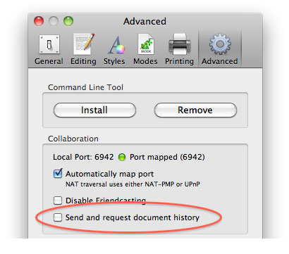 Document History setting